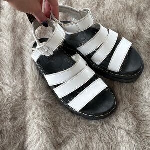 Dr. Martens White Sandals with Black Sole